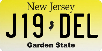 NJ license plate J19DEL