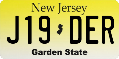 NJ license plate J19DER