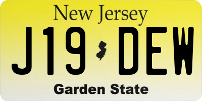 NJ license plate J19DEW