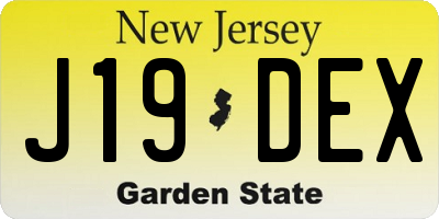 NJ license plate J19DEX