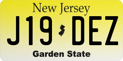 NJ license plate J19DEZ