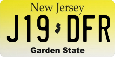 NJ license plate J19DFR