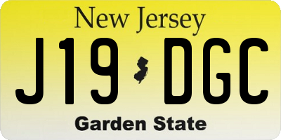 NJ license plate J19DGC