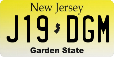 NJ license plate J19DGM