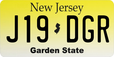 NJ license plate J19DGR