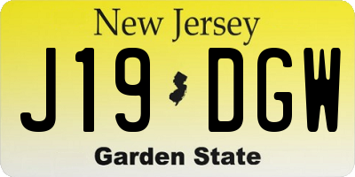 NJ license plate J19DGW