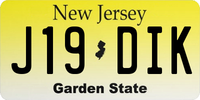 NJ license plate J19DIK