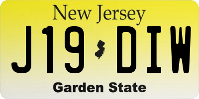 NJ license plate J19DIW