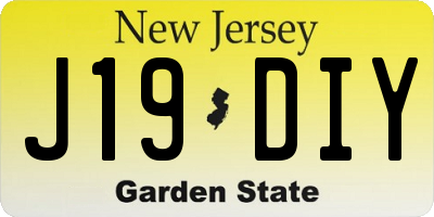 NJ license plate J19DIY