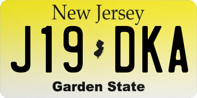 NJ license plate J19DKA