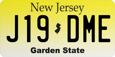 NJ license plate J19DME