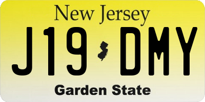 NJ license plate J19DMY