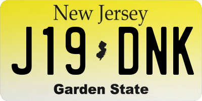 NJ license plate J19DNK