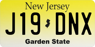 NJ license plate J19DNX