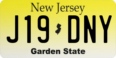 NJ license plate J19DNY
