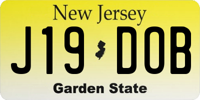 NJ license plate J19DOB