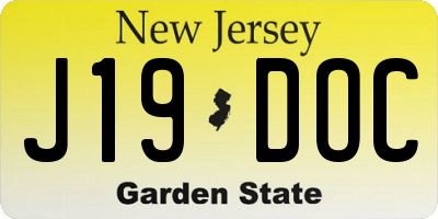 NJ license plate J19DOC
