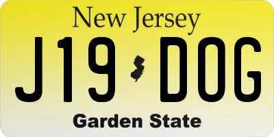 NJ license plate J19DOG