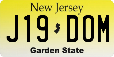 NJ license plate J19DOM
