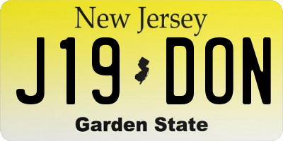 NJ license plate J19DON