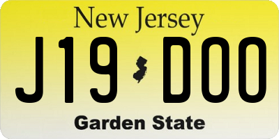 NJ license plate J19DOO