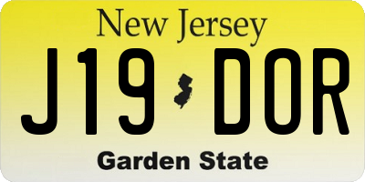 NJ license plate J19DOR