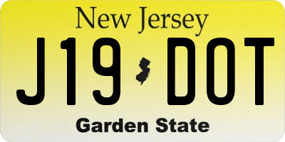 NJ license plate J19DOT