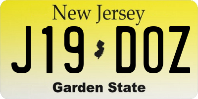 NJ license plate J19DOZ