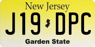 NJ license plate J19DPC