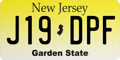 NJ license plate J19DPF