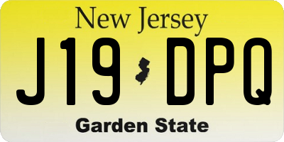 NJ license plate J19DPQ