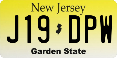 NJ license plate J19DPW
