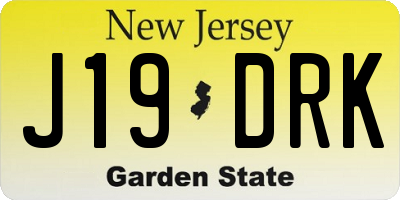 NJ license plate J19DRK