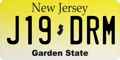 NJ license plate J19DRM