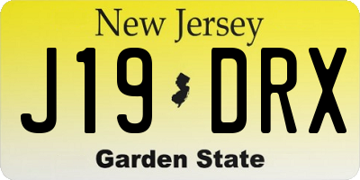 NJ license plate J19DRX