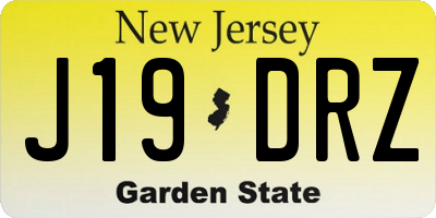 NJ license plate J19DRZ