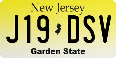 NJ license plate J19DSV