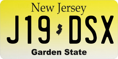 NJ license plate J19DSX