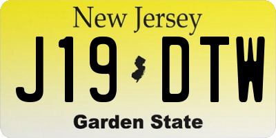 NJ license plate J19DTW