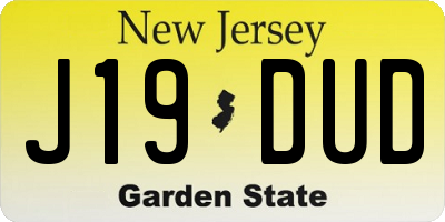 NJ license plate J19DUD