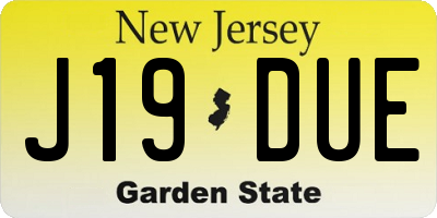 NJ license plate J19DUE
