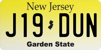 NJ license plate J19DUN