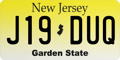 NJ license plate J19DUQ
