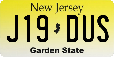 NJ license plate J19DUS