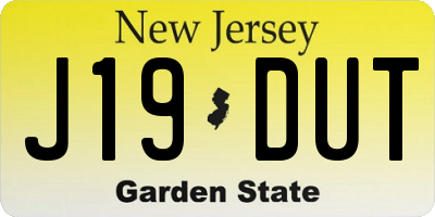 NJ license plate J19DUT
