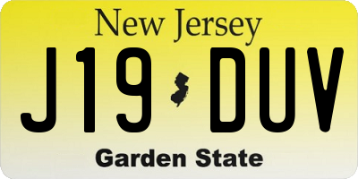 NJ license plate J19DUV