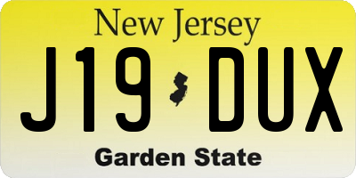 NJ license plate J19DUX