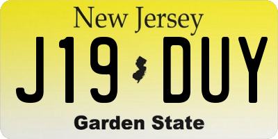 NJ license plate J19DUY