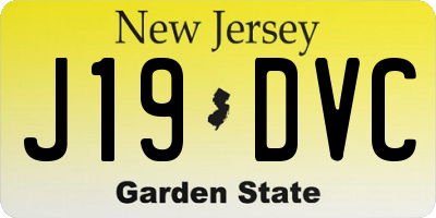 NJ license plate J19DVC