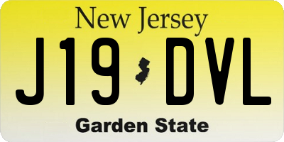 NJ license plate J19DVL